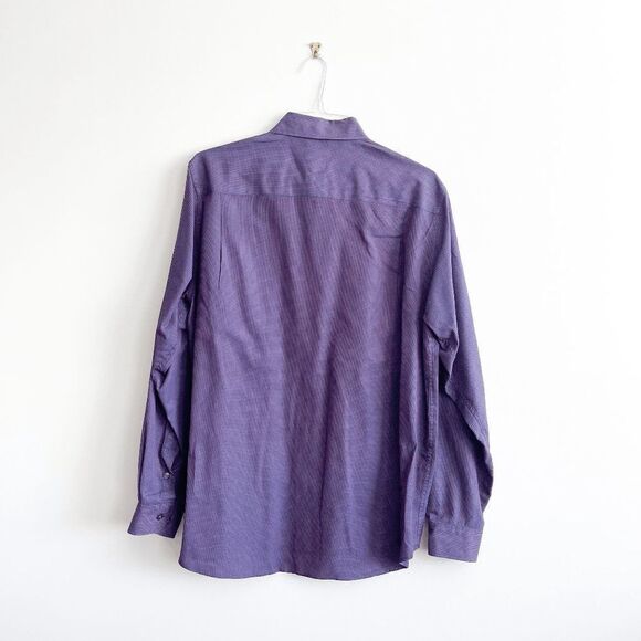 Calvin Klein Jeans Mens Career Shirt Button Down Long Sleeve Micro Dot Blue Red - Picture 2 of 8